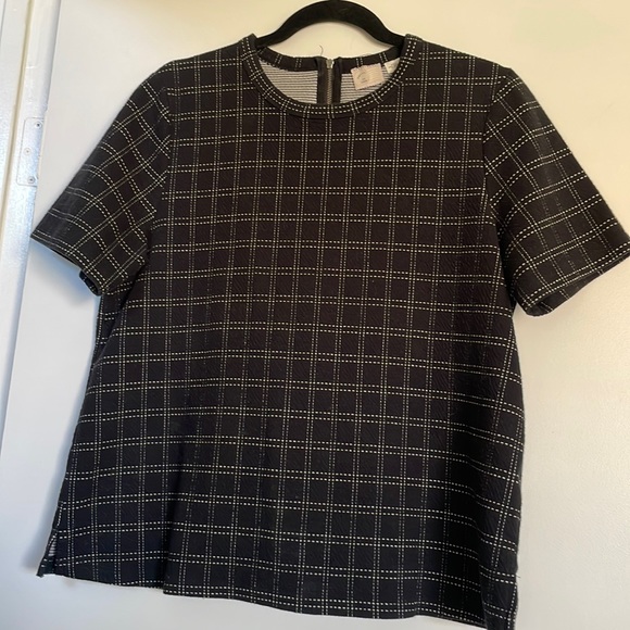 Anthropologie Postmark Keisha Grid Print Structured Top EUC - Picture 2 of 6